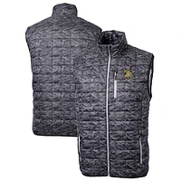 Men's Cutter & Buck  Black Army Knights Rainier PrimaLoft Eco Insulated Printed Full-Zip Puffer Vest