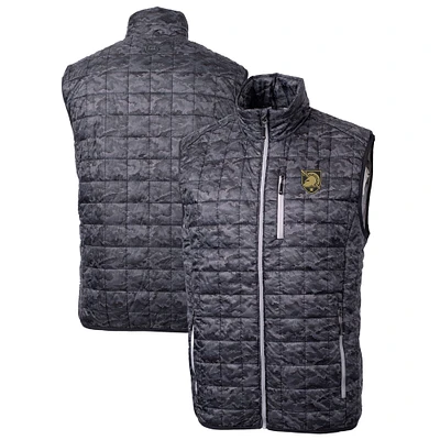 Men's Cutter & Buck  Black Army Knights Rainier PrimaLoft Eco Insulated Printed Full-Zip Puffer Vest