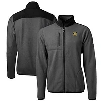 Men's Cutter & Buck  Gray/Black Army Black Knights Cascade Eco Sherpa Fleece Full-Zip Jacket