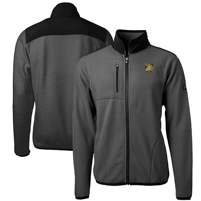 Men's Cutter & Buck  Gray/Black Army Black Knights Cascade Eco Sherpa Fleece Full-Zip Jacket
