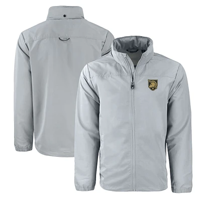 Men's Cutter & Buck  Gray Army Black Knights Charter Eco Recycled Full-Zip Jacket