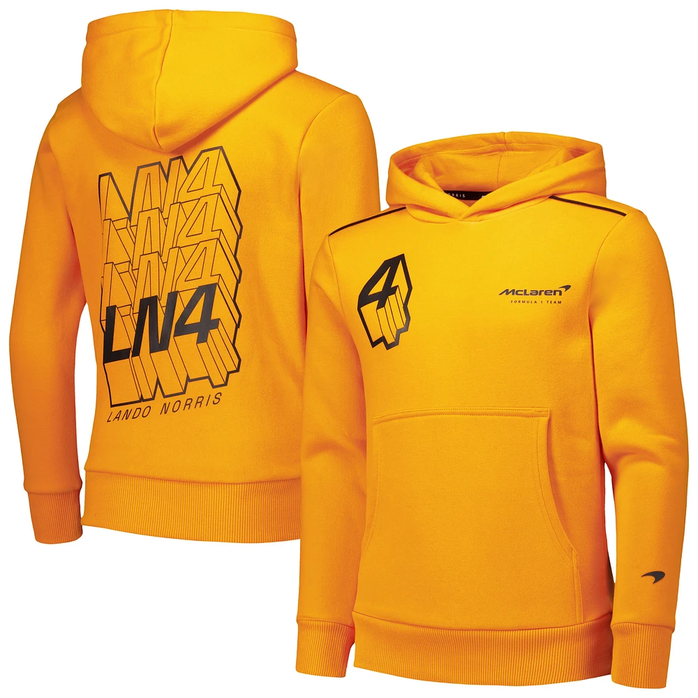 Youth McLaren Lando Norris Orange McLaren F1 Team Core Driver Pullover Hoodie