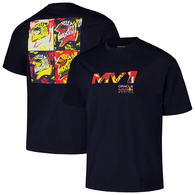 Unisex Max Verstappen Navy Red Bull Racing Pop Art Oversized T-Shirt