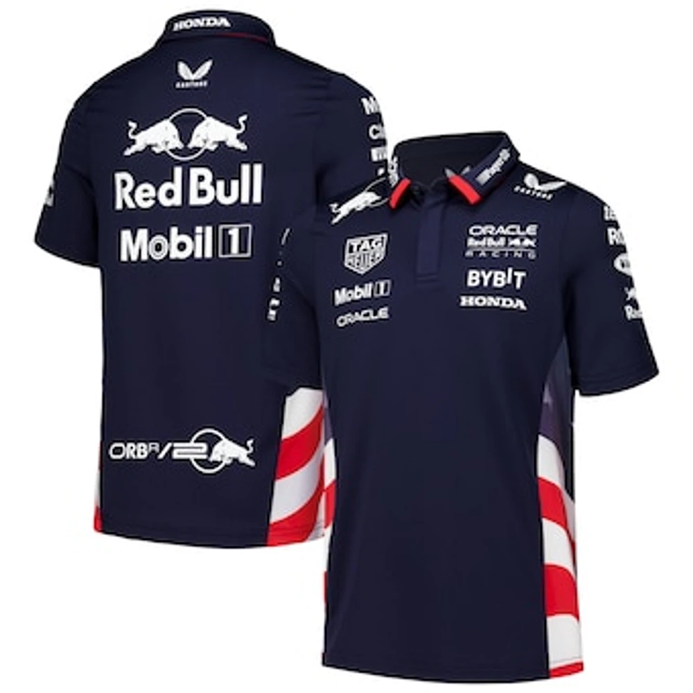 Youth Castore Navy Red Bull Racing America Race Team Polo