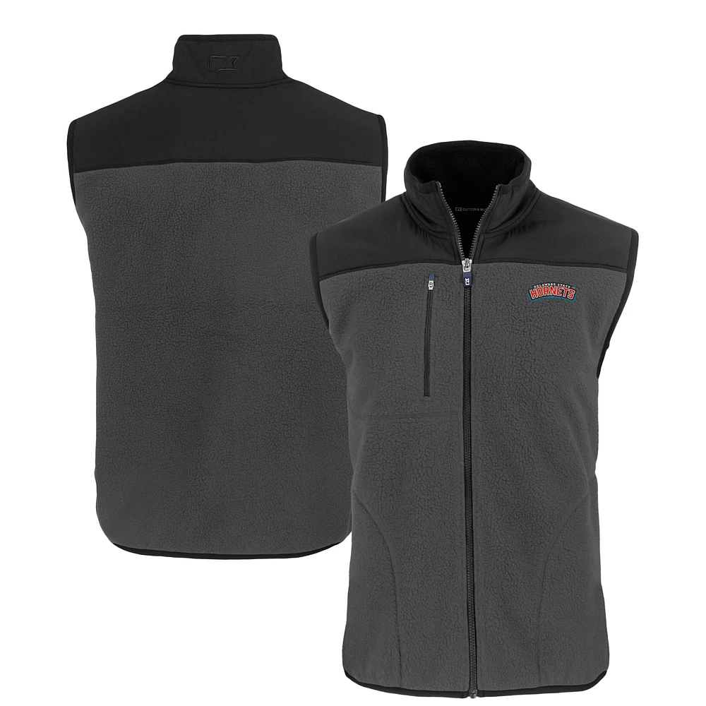Men's Cutter & Buck Gray Delaware State Hornets Cascade Eco Sherpa Fleece Full-Zip Vest