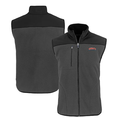 Men's Cutter & Buck Gray Delaware State Hornets Cascade Eco Sherpa Fleece Full-Zip Vest