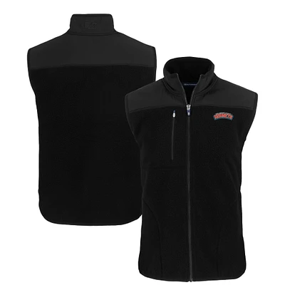 Men's Cutter & Buck Black Delaware State Hornets Cascade Eco Sherpa Fleece Full-Zip Vest