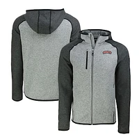 Men's Cutter & Buck Heather Gray Delaware State Hornets Mainsail Raglan Full-Zip Hoodie