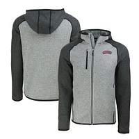 Men's Cutter & Buck Heather Gray Delaware State Hornets Mainsail Raglan Full-Zip Hoodie