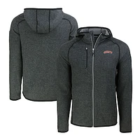 Men's Cutter & Buck Heather Charcoal Delaware State Hornets Mainsail Raglan Full-Zip Hoodie