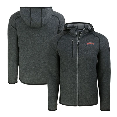 Men's Cutter & Buck Heather Charcoal Delaware State Hornets Mainsail Raglan Full-Zip Hoodie