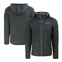 Men's Cutter & Buck Heather Charcoal Delaware State Hornets Mainsail Raglan Full-Zip Hoodie