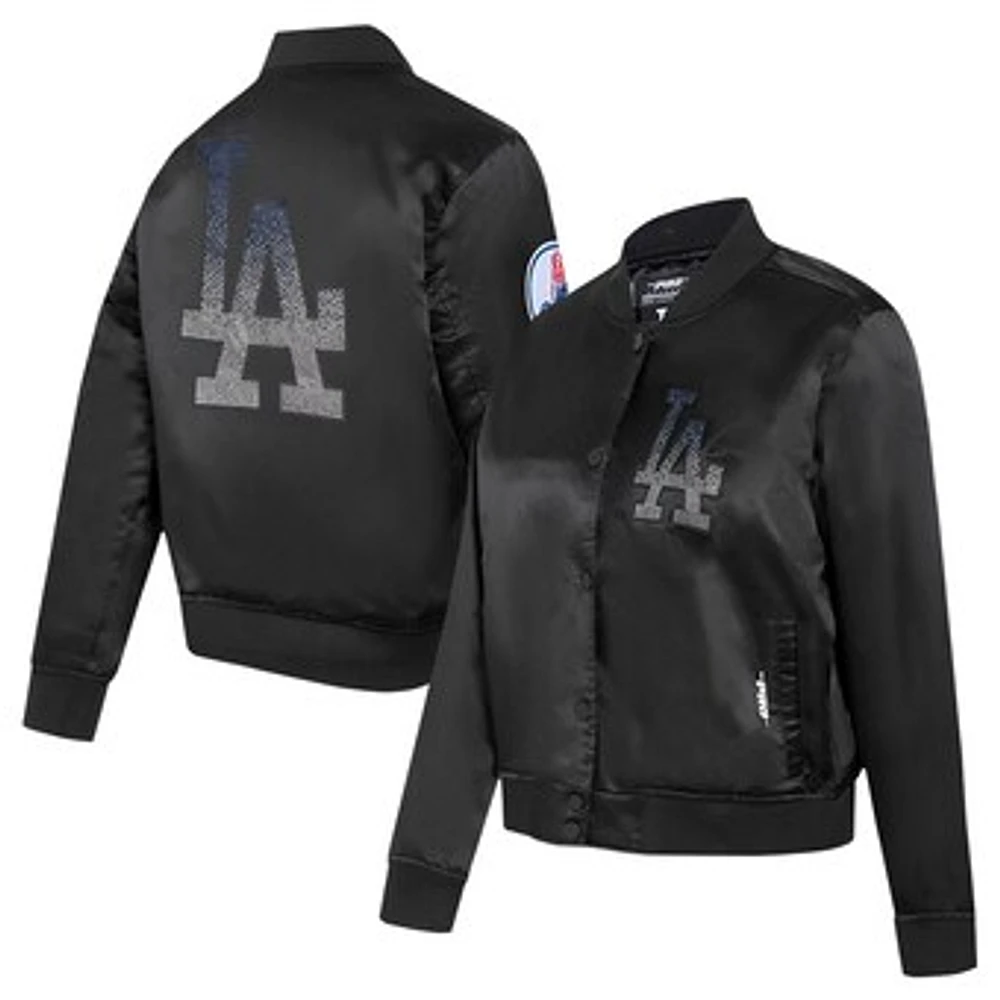 Women's Pro Standard Black Los Angeles Dodgers Rhinestone Satin Full-Snap Jacket