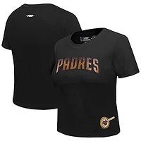 Women's Pro Standard  Black San Diego Padres Rhinestone Slim Fit T-Shirt