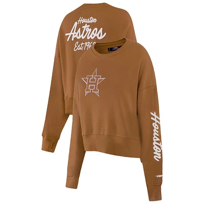 Women's Pro Standard Brown Houston Astros Paint The City Pullover Cropped Sweatshirt