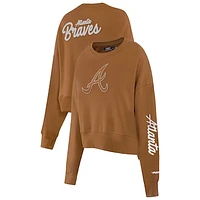 Women's Pro Standard Brown Atlanta Braves Paint The City Pullover Cropped Sweatshirt