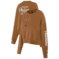 Women's Pro Standard Brown Philadelphia Phillies Paint The City Pullover Cropped Sweatshirt