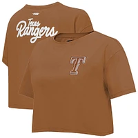 Women's Pro Standard Brown Texas Rangers Paint The City Cropped Boxy T-Shirt