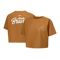 Women's Pro Standard Brown Atlanta Braves Paint The City Cropped Boxy T-Shirt