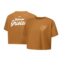 Women's Pro Standard Brown Baltimore Orioles Paint The City Cropped Boxy T-Shirt