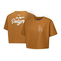 Women's Pro Standard Brown Los Angeles Dodgers Paint The City Cropped Boxy T-Shirt