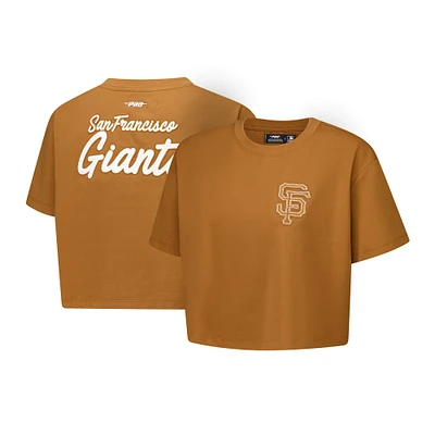 Women's Pro Standard Brown San Francisco Giants Paint The City Cropped Boxy T-Shirt