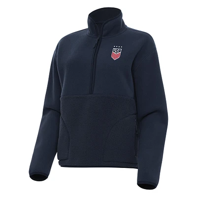 Women's Antigua Navy USWNT Figure Quarter-Zip Jacket