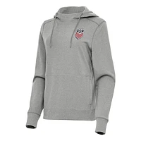 Women's Antigua Heather Gray USMNT Justice Pullover Hoodie