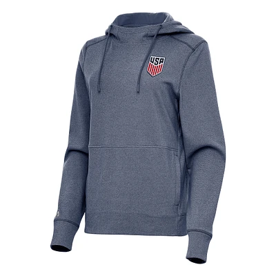 Women's Antigua Heather Navy USMNT Justice Pullover Hoodie