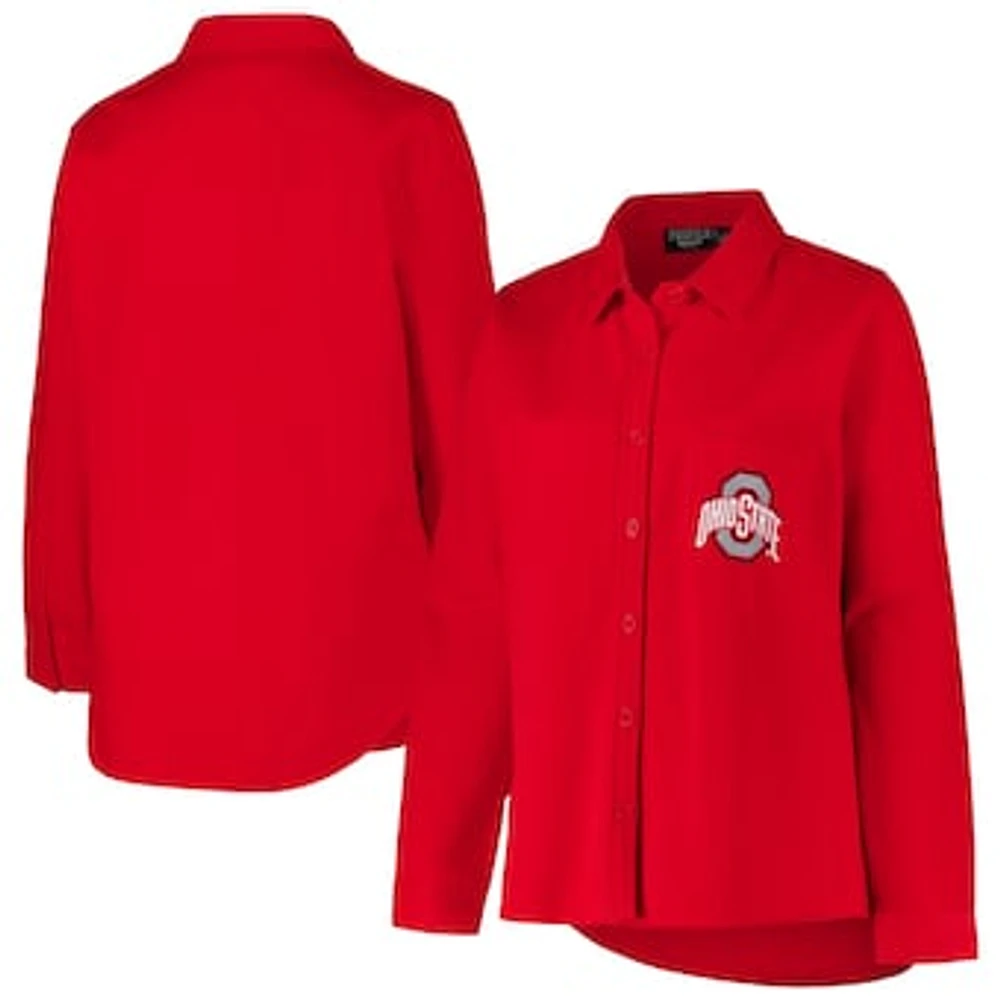 Women's Fanatics  Scarlet Ohio State Buckeyes Plus Button-Up Shacket