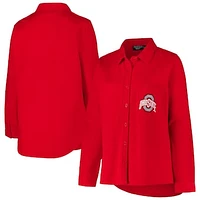 Women's Fanatics  Scarlet Ohio State Buckeyes Plus Button-Up Shacket