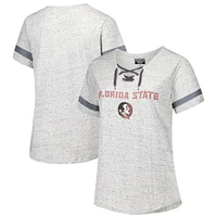 Women's Fanatics Heather Gray Florida State Seminoles Plus Lace-Up V-Neck T-Shirt