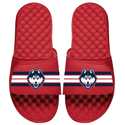 Unisex ISlide Red UConn Huskies Varsity Stripes Slide Sandals