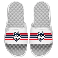 Unisex ISlide White UConn Huskies Varsity Stripes Slide Sandals