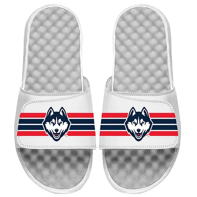 Unisex ISlide White UConn Huskies Varsity Stripes Slide Sandals