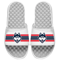 Unisex ISlide White UConn Huskies Varsity Stripes Slide Sandals