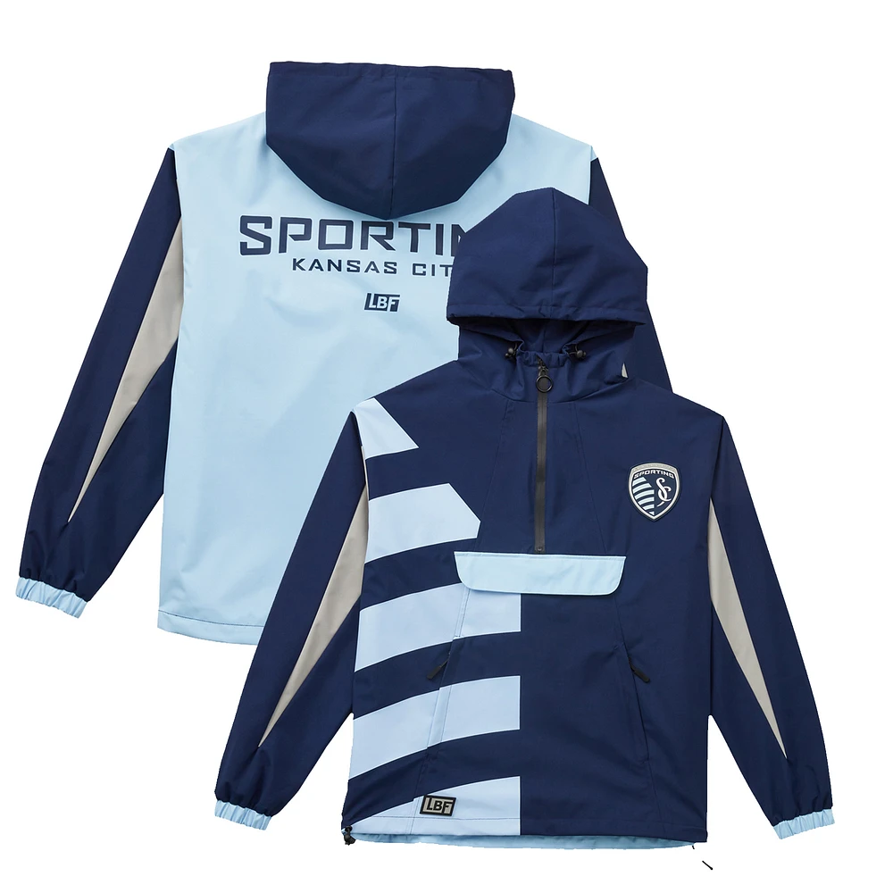 Unisex Live Breathe Futbol Navy Sporting Kansas City Tekker Half-Zip Anorak Jacket