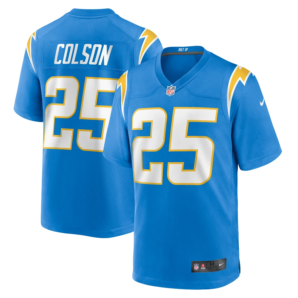 Men's Nike Junior Colson  Powder Blue Los Angeles Chargers Team Game Jersey