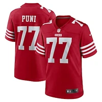 Men's Nike Dominick Puni  Scarlet San Francisco 49ers Team Game Jersey