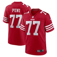 Men's Nike Dominick Puni  Scarlet San Francisco 49ers Team Game Jersey