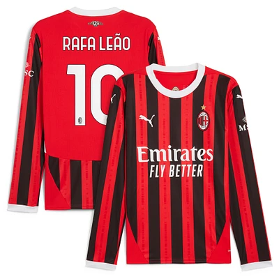 Men's Puma Rafael Leão Red AC Milan 2024/25 Home Replica Long Sleeve Player Jersey