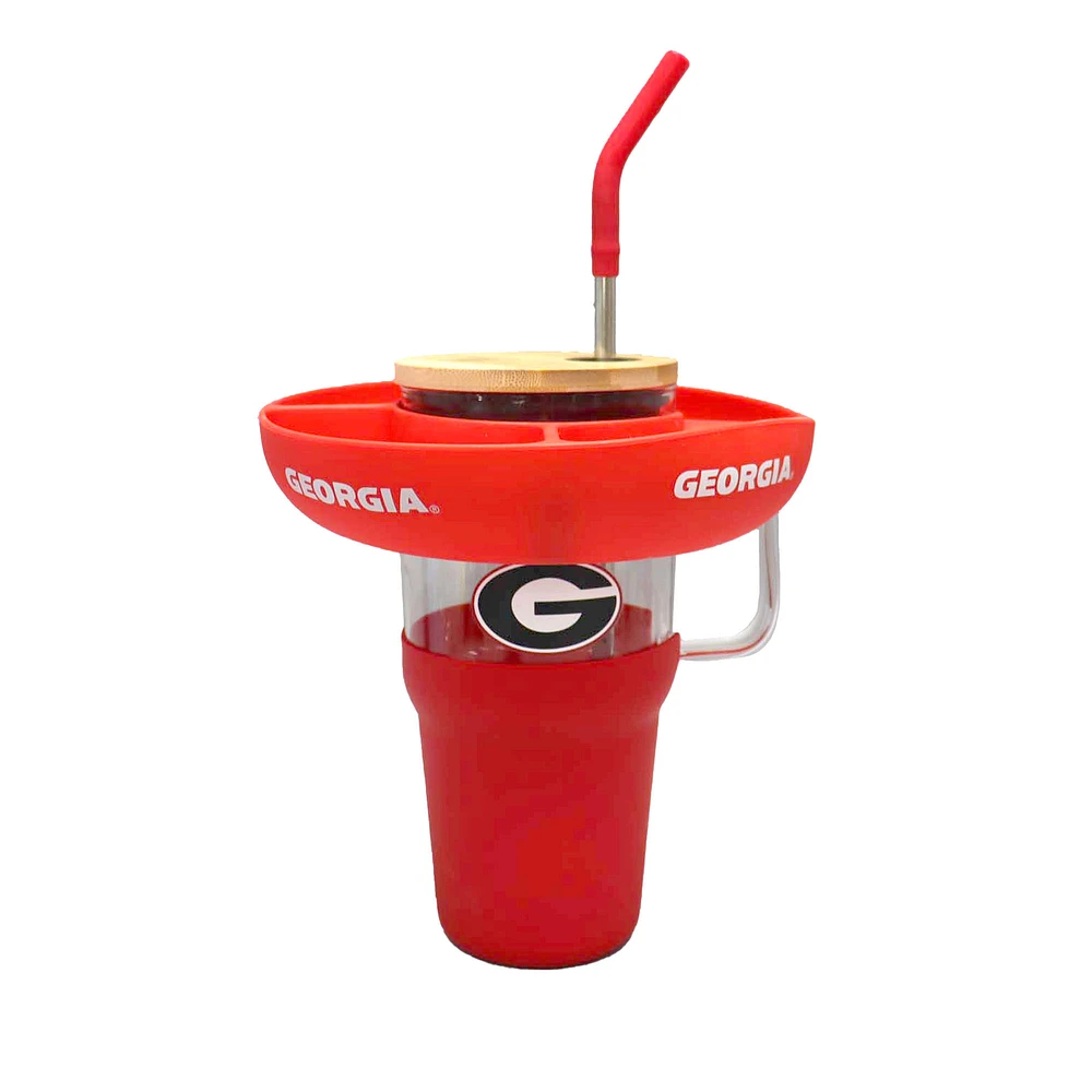 The Memory Company Georgia Bulldogs 40oz. Glass Tumbler with Silicone Snack Tray