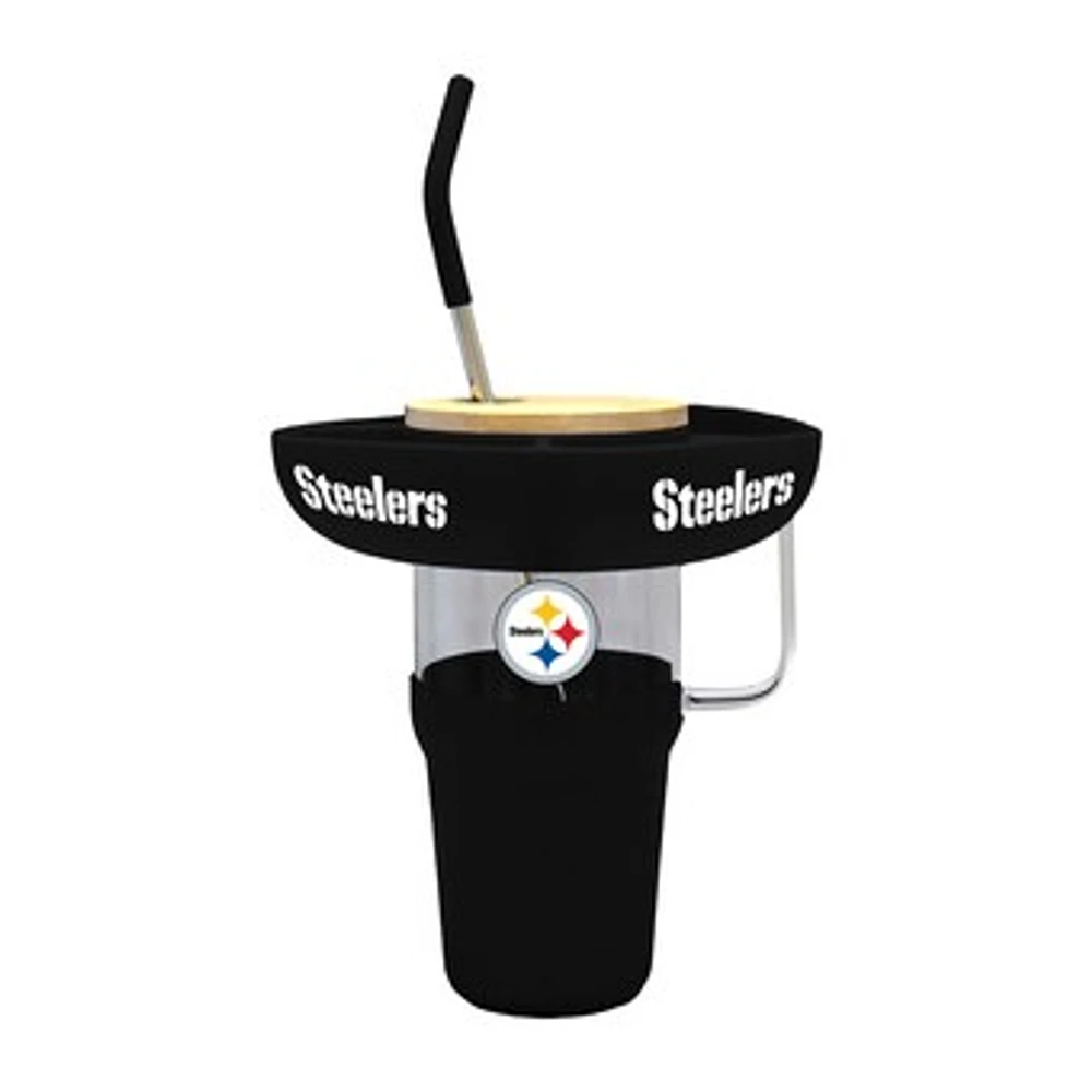 The Memory Company Pittsburgh Steelers 40oz. Glass Tumbler with Silicone Snack Tray