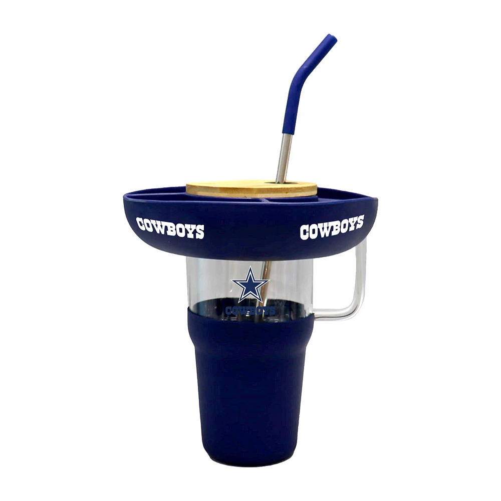 The Memory Company Dallas Cowboys 40oz. Glass Tumbler with Silicone Snack Tray