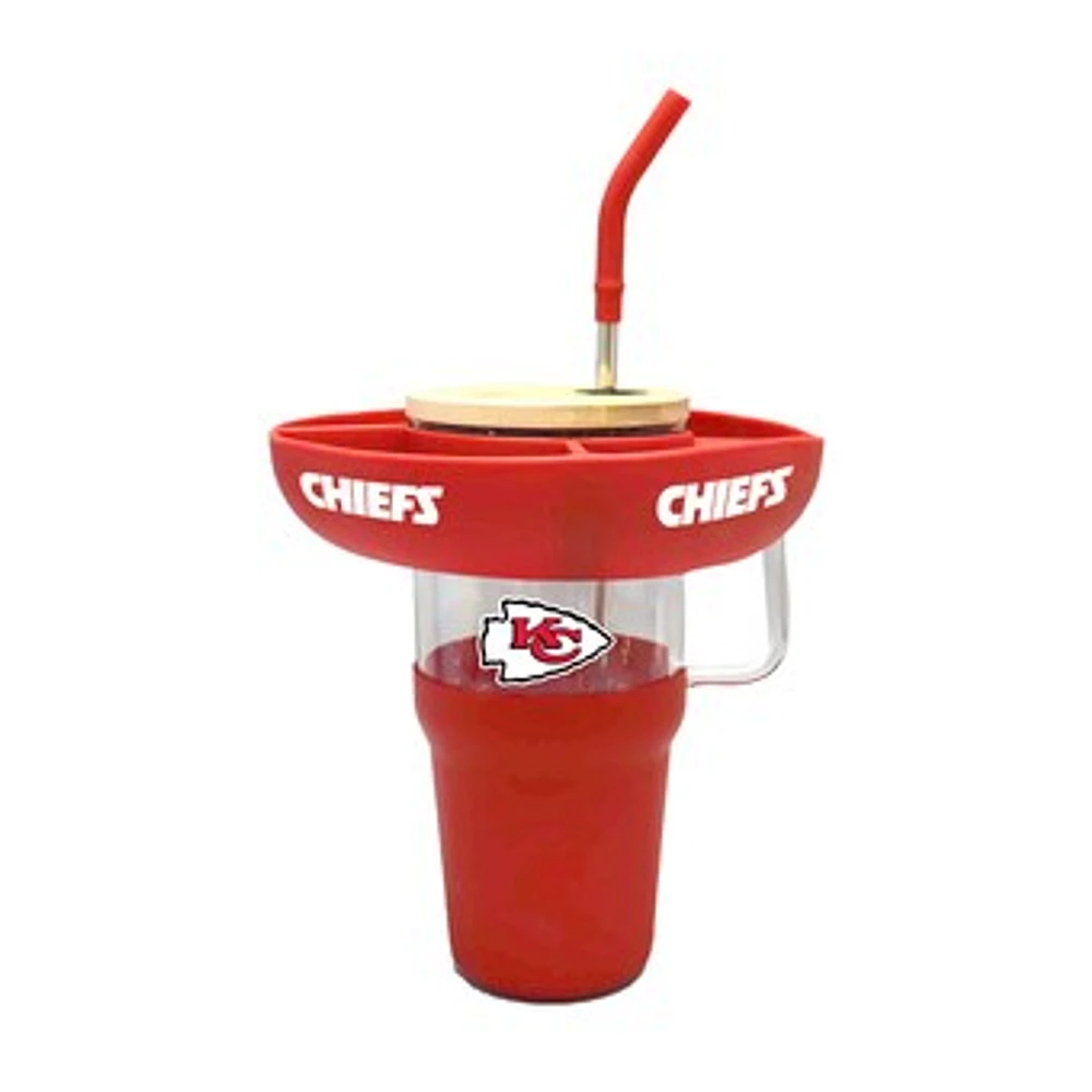 The Memory Company Kansas City Chiefs 40oz. Glass Tumbler with Silicone Snack Tray