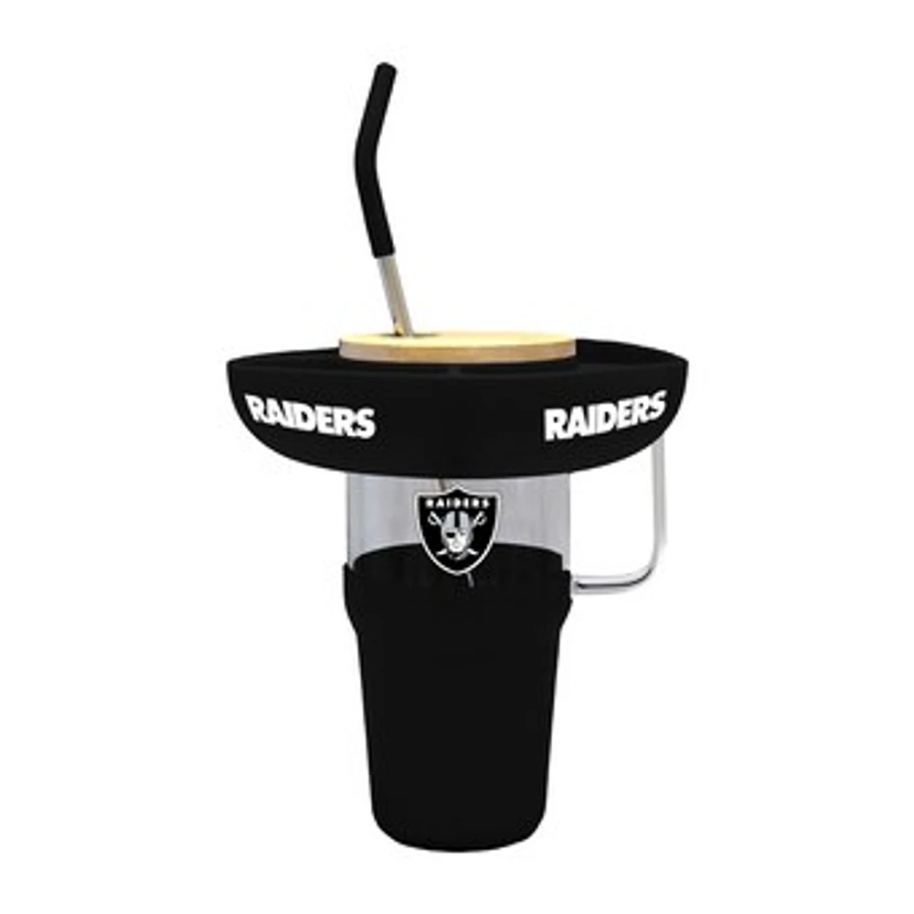 The Memory Company Las Vegas Raiders 40oz. Glass Tumbler with Silicone Snack Tray