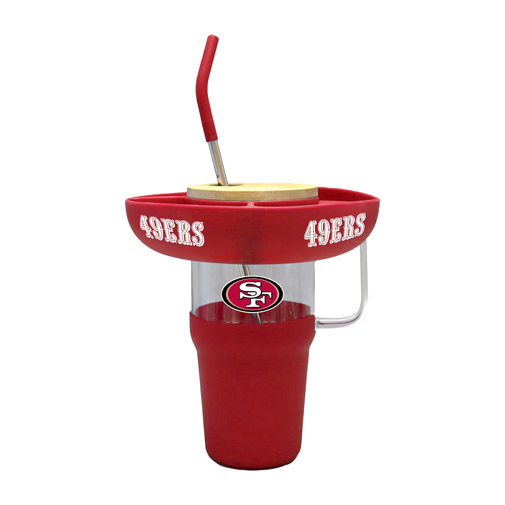 The Memory Company San Francisco 49ers 40oz. Glass Tumbler with Silicone Snack Tray