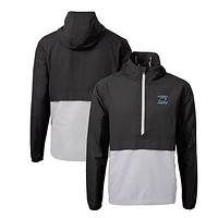 Men's Cutter & Buck Gray Carolina Panthers Charter Eco Recycled Half-Zip Anorak Jacket