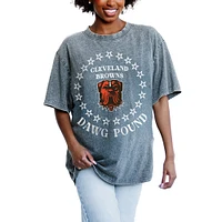 Women's Gameday Couture Gray Cleveland Browns On Point Oversized Slogan T-Shirt