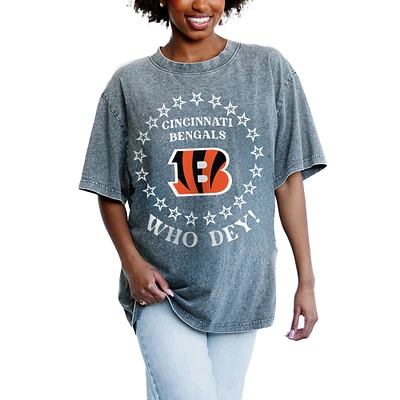 Women's Gameday Couture Gray Cincinnati Bengals On Point Oversized Slogan T-Shirt